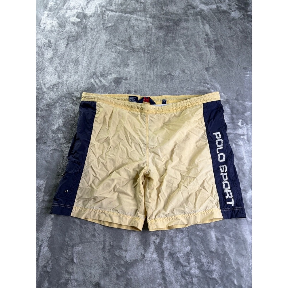 Polo Sport Ralph Lauren Men's Swim Bottom XXL Yellow Vintage 1990s Trunks